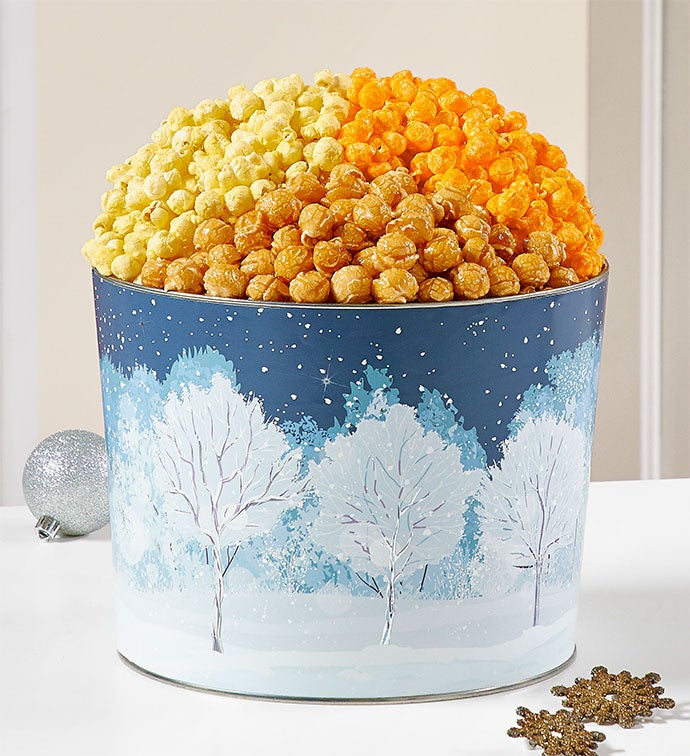 Sparkling Snowfall Popcorn Tins